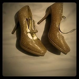 Gold sparkly heels